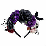 Skull Bat Roses Halloween Theme Flower Hairband