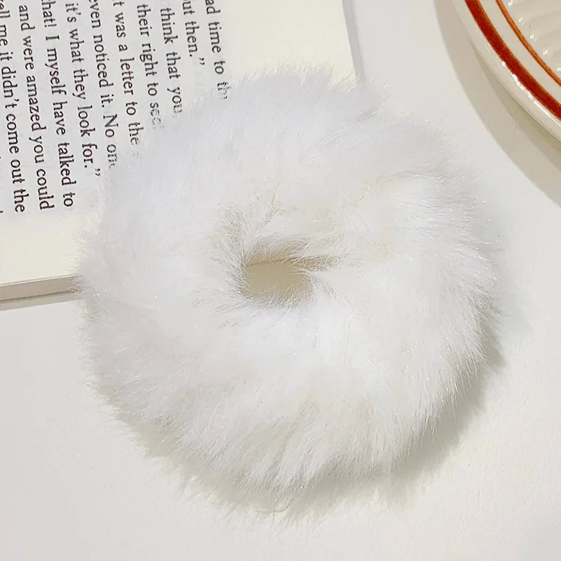 Dopamine Colour Fluffy Scrunchie Hair Bands Ponytail Holder Hair Accessories