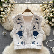 Autumn Winter Folk Vest Embroidered Outerwear
