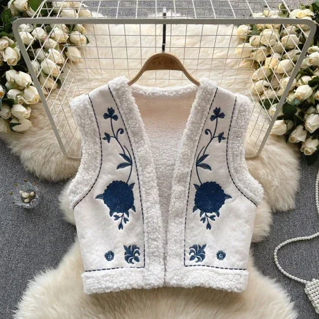Autumn Winter Folk Vest Embroidered Outerwear