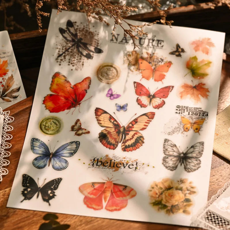 Vintage Big Butterfly RUB ON Transfer Stickers Scrapbooking DIY Craft Supplies Junk Journaling