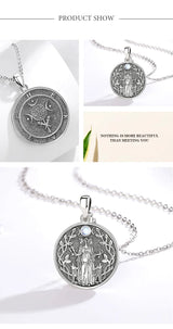 Moonstone Triple Moon Goddess Hecate Dog Amulet Pendant Necklace 925 Sterling Silver