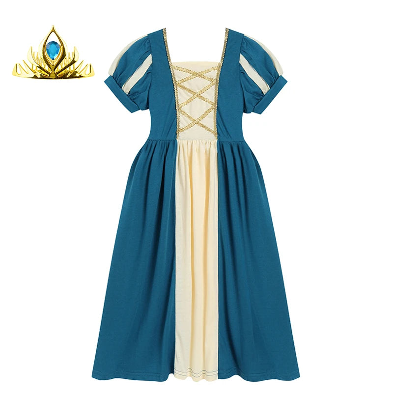Soft Princess Dress for Girls Kids Halloween Cosplay Belle Cinderella Aurora Melinda Snow White Costume