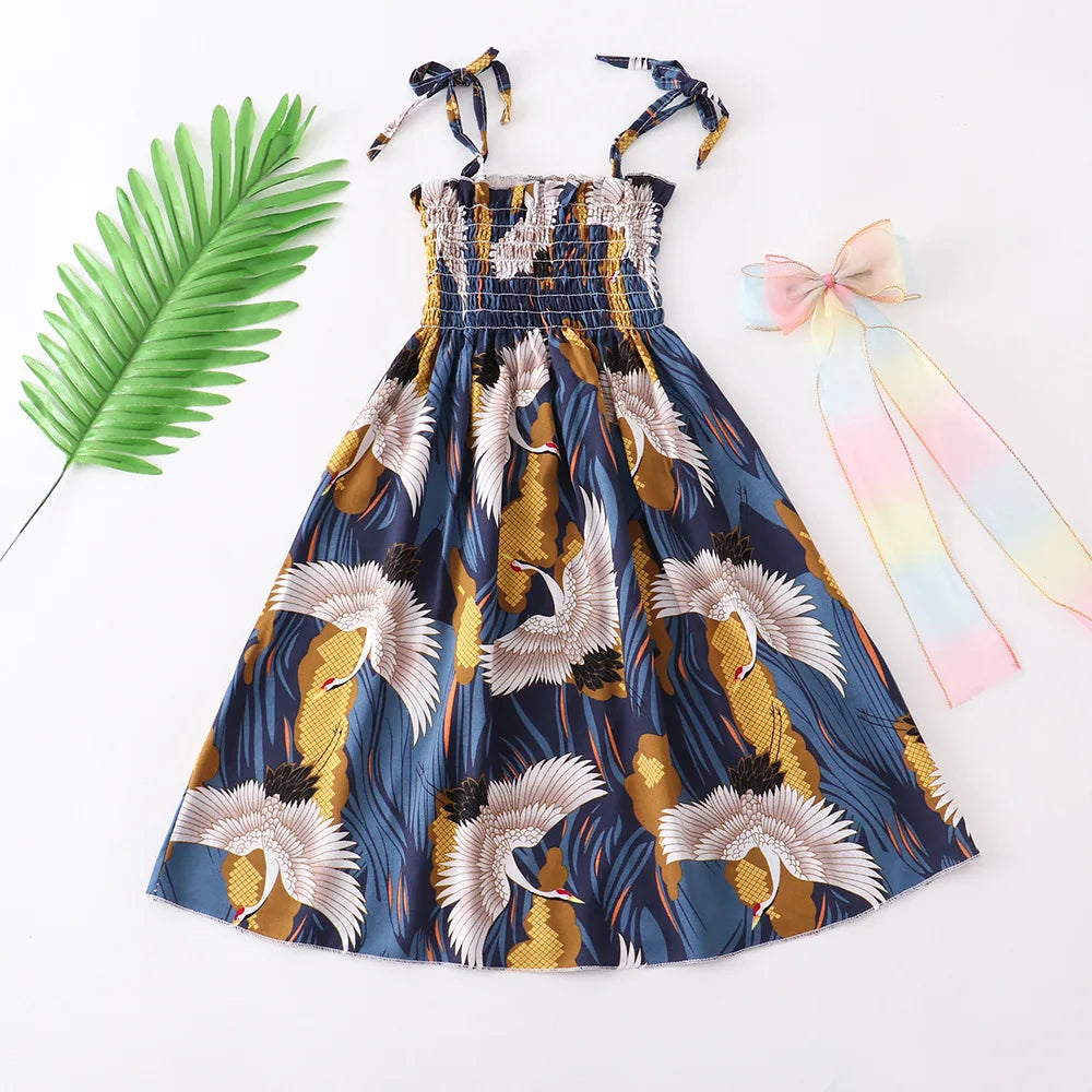 Summer Boho Girls Beach Dress 2 - 12 Years With Necklace Gift