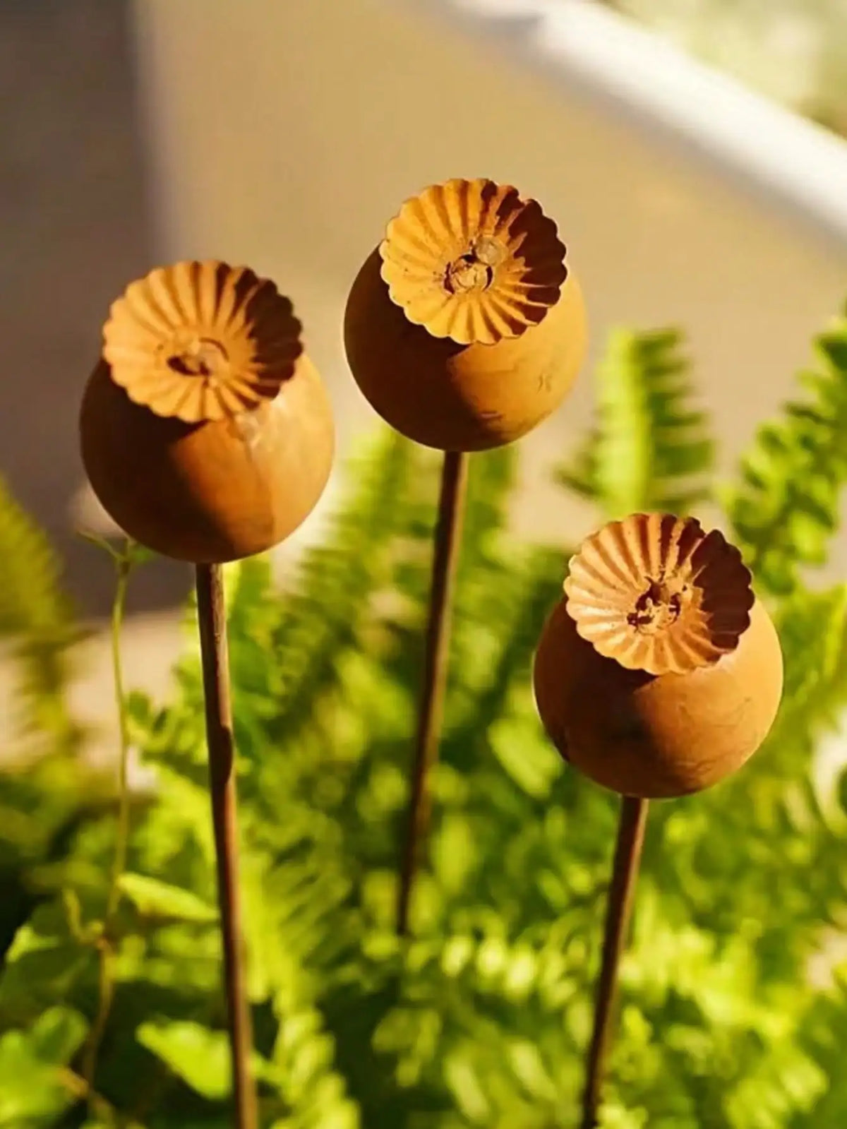 1/3pcs Rusted Poppy Garden Decor Stakes