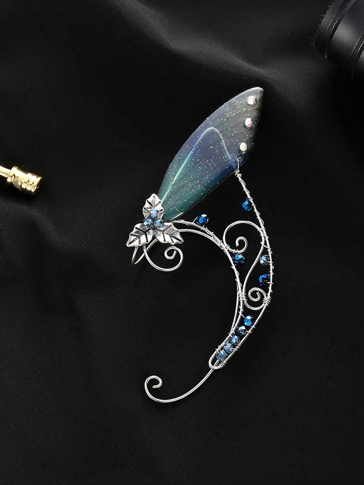 Handmade Copper Crystal Fairy  Ear Cuff Pair No Piercing Clip On Earrings