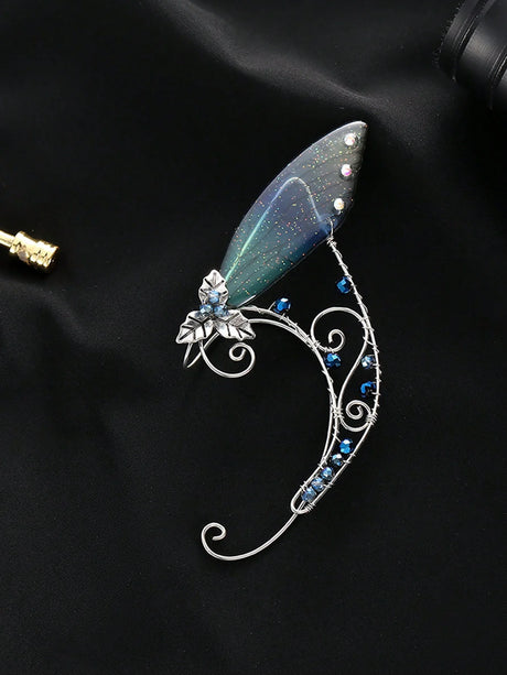 Handmade Copper Crystal Fairy  Ear Cuff Pair No Piercing Clip On Earrings