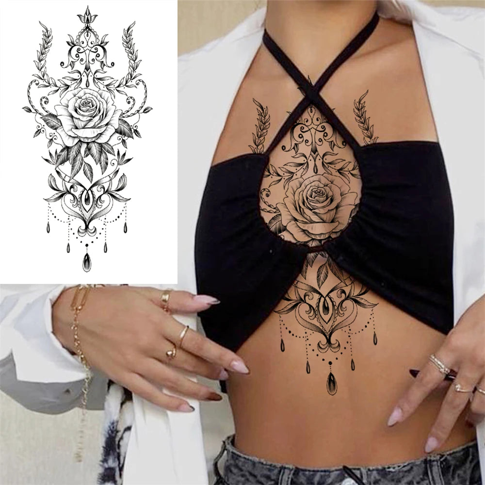 Large Peony Temporary Tattoos