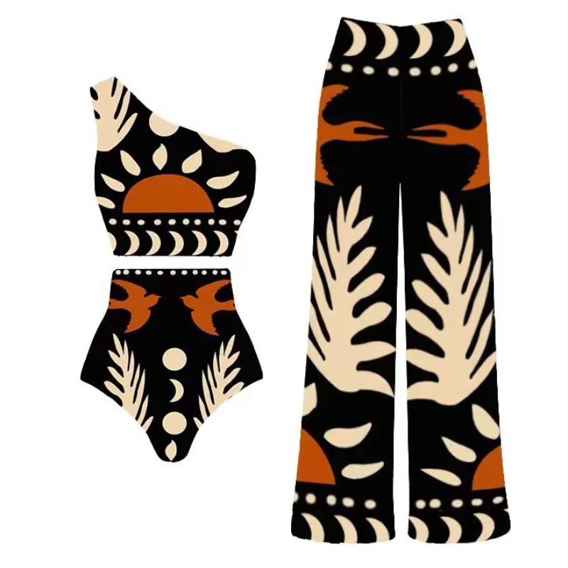Island Graphic Summer Swimsuits Cover Up Pants Skirts Swimwear