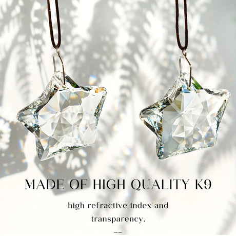 Two Crystal Stars Sun Catchers Window Prisms Hanging Decor