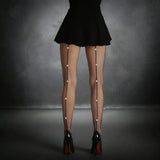 Back Seam Rhinestones Studded Pantyhose