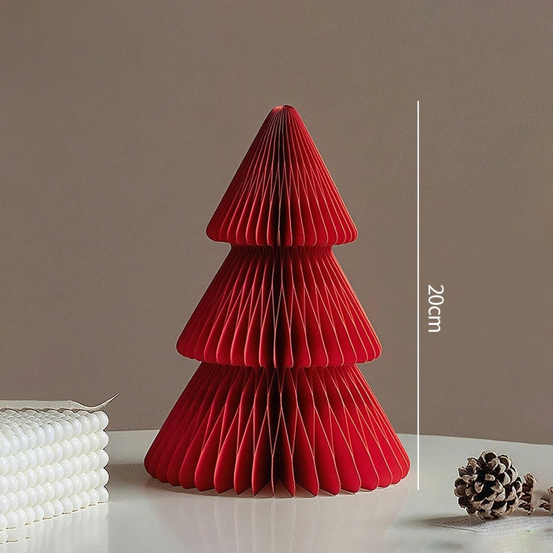 Christmas Paper Honeycomb Decorations Ball Folding Christmas Tree Table 3D Ornaments