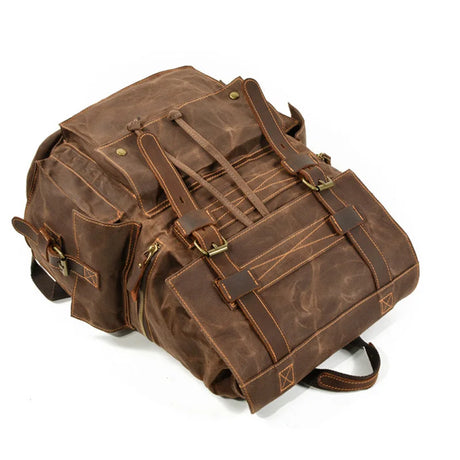 Indiana's Vintage Leather Canvas Backpack