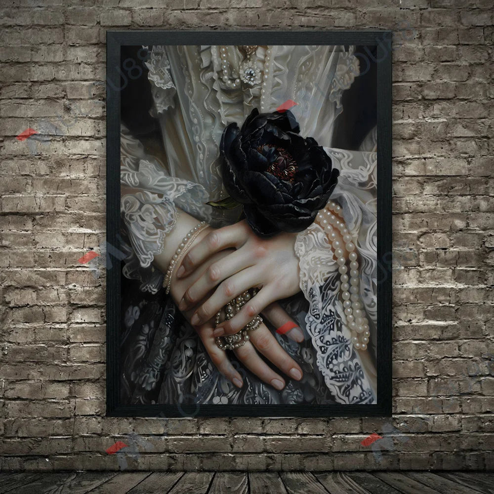Lace, Pearls, Swords, and Snakes, Moody Victorian Art Poster Prints Dark Academia Wall Art Home Decor