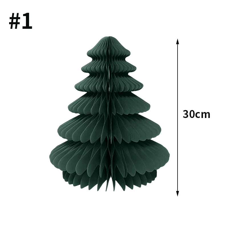 Christmas Paper Honeycomb Decorations Ball Folding Christmas Tree Table 3D Ornaments