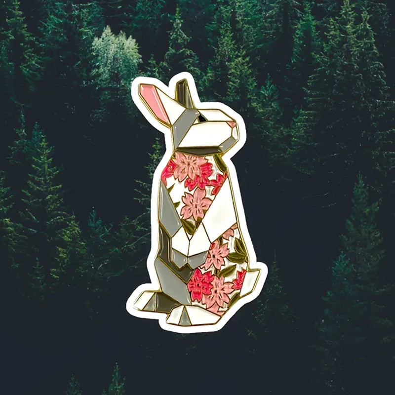 Origami Rabbit Enamel Pin