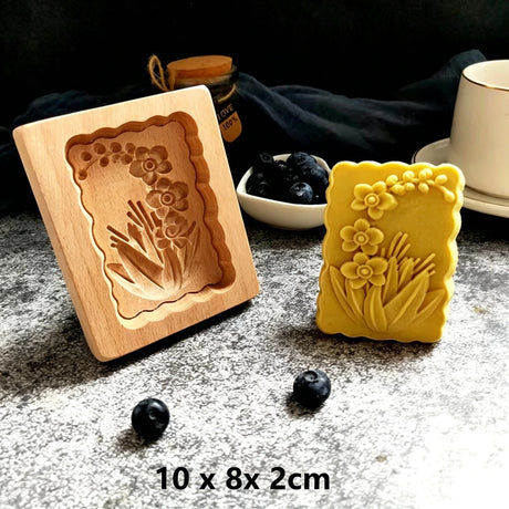 Farmhouse Wooden Cookie Moulds Baking Tools Gift for Bakers