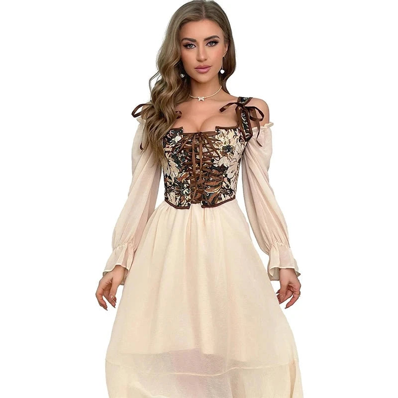 Meadow's Renaissance Lace Up Boned Floral Corset