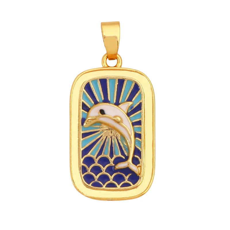 Enamel Heart Flower Dolphin Charm Pendants 18K Gold Plated DIY Bracelets Necklaces Jewellery Making Supplies