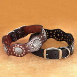 Genuine Leather Dog Collar 2inch Wide Rivets and Spikes Medieval Cosplay