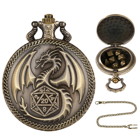 Brass DND Dice Case Vintage Cthulhu Pocket Watch One Eyed Octopus Pocket Watch Style Case