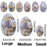 3 or 6 Large Medium Small Easter Eggs Bunny Pattern Metal Egg Shaped Candy Gift Box Easter Decoration