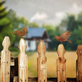 Set of Four Rusty Metal Bird Silhouettes Garden Fence Decor