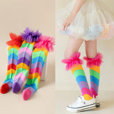 Girls Knee-High Rainbow Fun Socks 3-8T