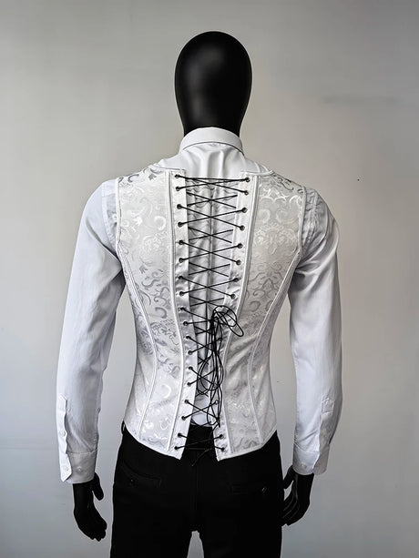 Men's Formal Boned Waistcoat Corset Vest Lace Up Burlesque Performance Stage Costume