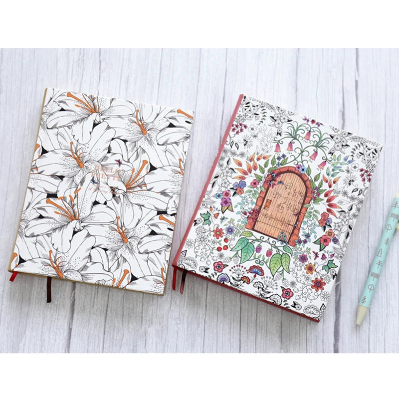 Colouring Notebooks Hardcover Art Journal 148 Sheets Illustrated Diary
