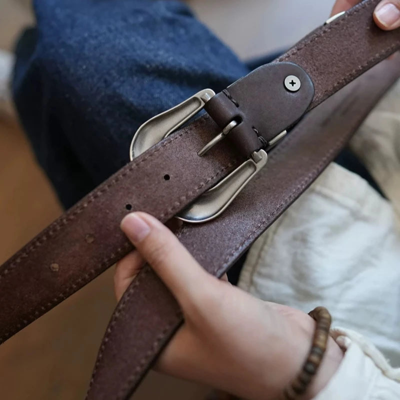 Bobby Ray's Genuine Leather Western Cowboy Court Style Embossed Steel Buckle Belt