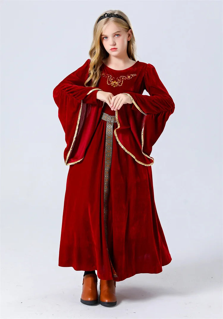 Girls Medieval Court Velvet Gowns Cosplay Costume