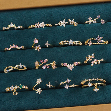 Sweet and Dainty Colourful Zircon Rings Gift Idea