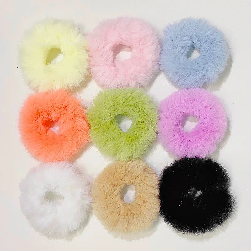Dopamine Colour Fluffy Scrunchie Hair Bands Ponytail Holder Hair Accessories