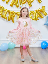 Girls' Long Sleeve Unicorn Dresses