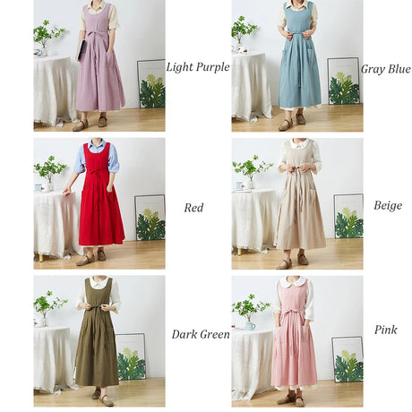Martha's Washed Cotton Aprons Florist Gardening Coffee Shops Kitchen Pinafore Aprons