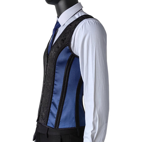 Men's Formal Boned Waistcoat Corset Vest Lace Up Burlesque Performance Stage Costume