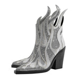 Flamin' Awesome Rhinestone Ankle Boots