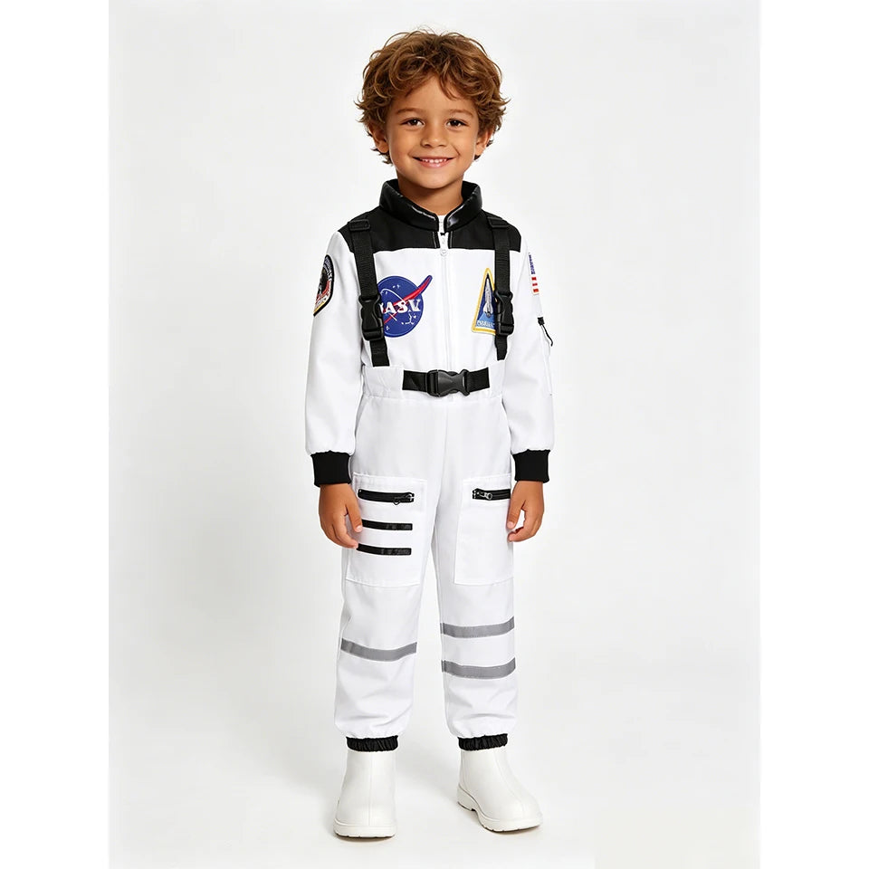 Kids Astronaut Costume Space Suit Halloween Cosplay Space Explorer Performance Book Week Costumes Children's Jumpsuit Spaceman Boys Girls