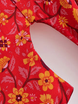 Red Flower Boho Cover Up Kimono