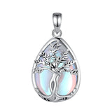 Tree of Life Goddess Moonstone Crystal Stone Pendant Necklace