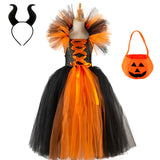 Girls Witch Ghost Vampire Halloween Costume Fluffy Tulle Dress