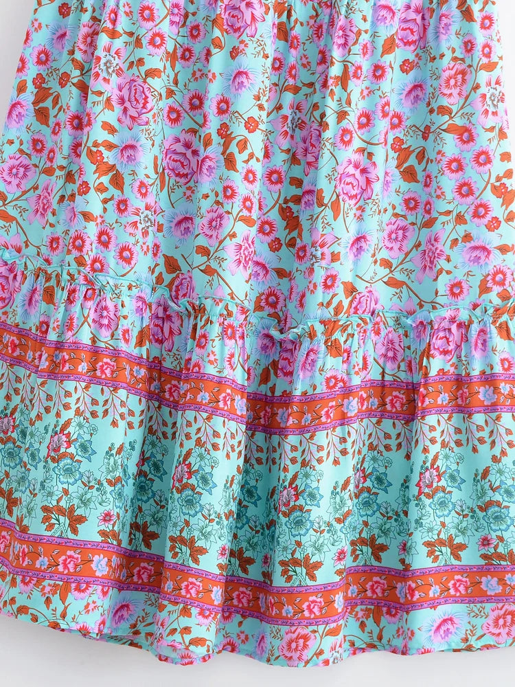Franny's Wild Floral Print Boho Skirt with Pockets