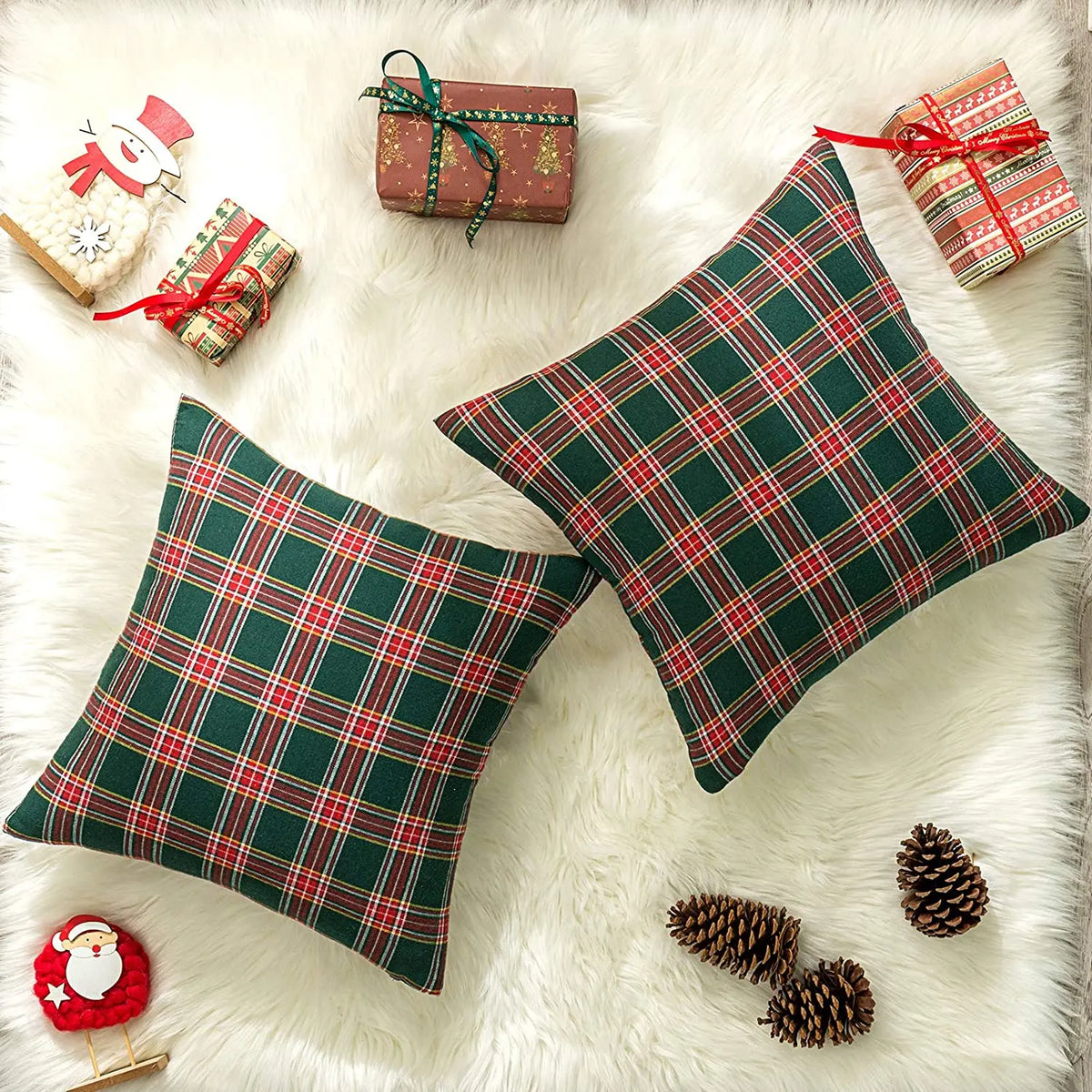 Christmas Plaid Cushion Pillow Covers Plush Pillows for Couch Sofa Living Room Decoration Nordic Home Decor