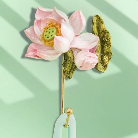 Handpainted Resin Flowers Hooks Rose Lotus Peach Blossom Hydrangea plus more