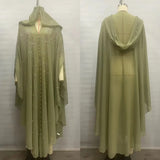 Sparkly Thin Hooded Cloak Cape Dress Stage Performer Cover Up