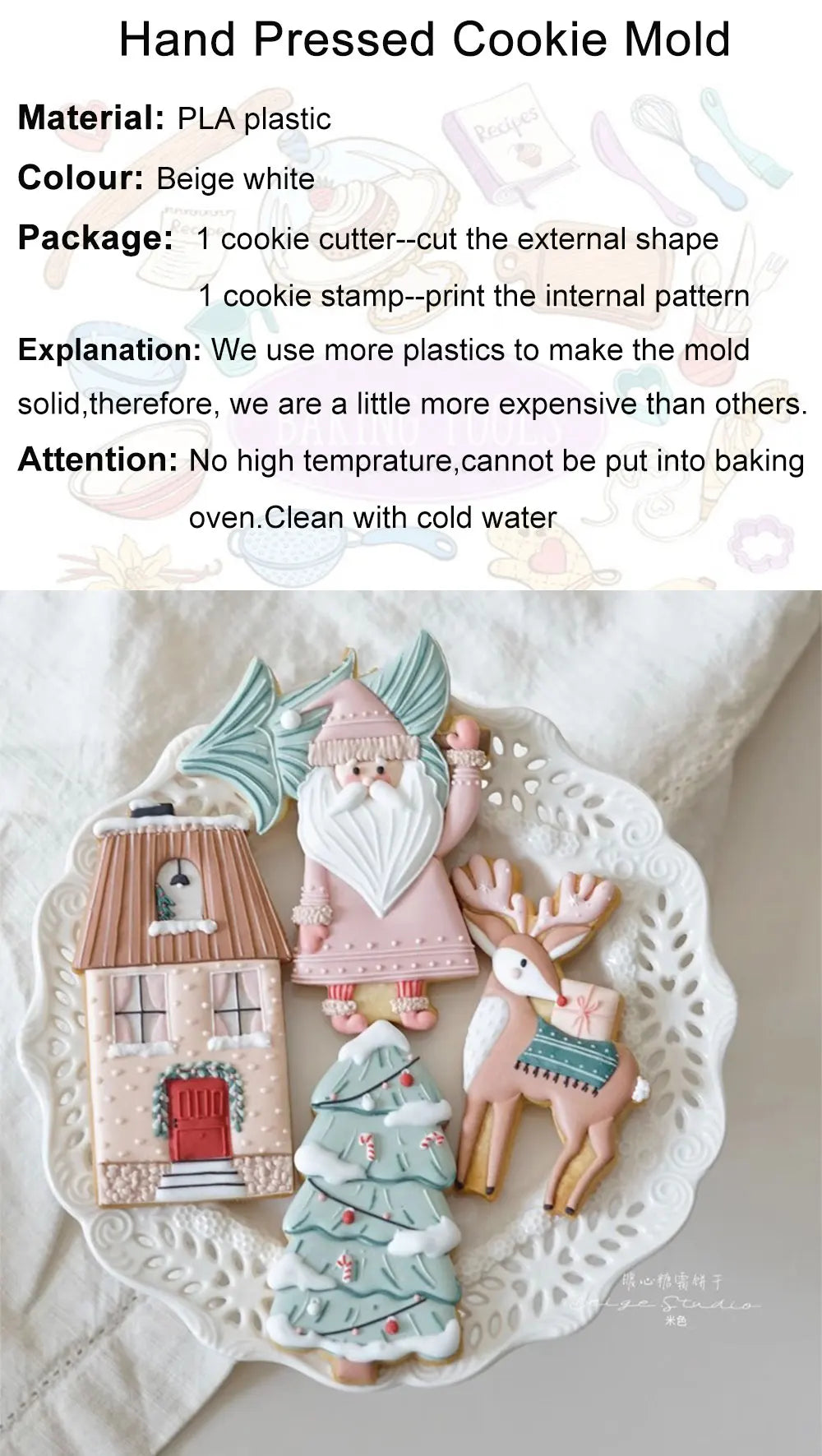 Christmas Nordic Style Cookie Cutters Santa Elk House Xmas Tree