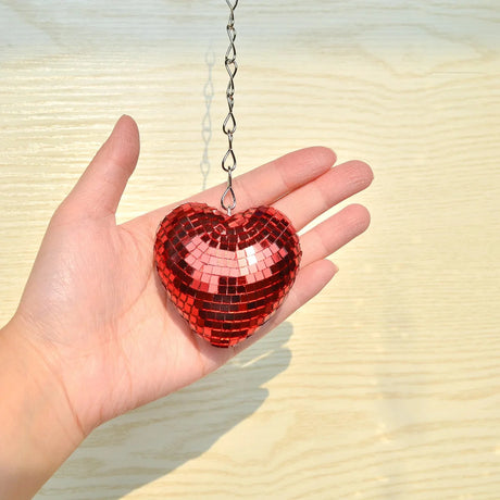 Love Heart Disco Ball Hanging Decoration with Chain