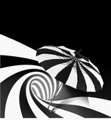 Black and White Pagoda Umbrella Striped Parasol