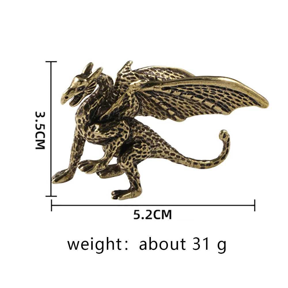 Copper Flying Dragon Tea Pets Metal Figurine